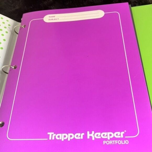 Trapper Keeper Organizer Binder Retro Purple Leopard With Boombox - Picture 6 of 8